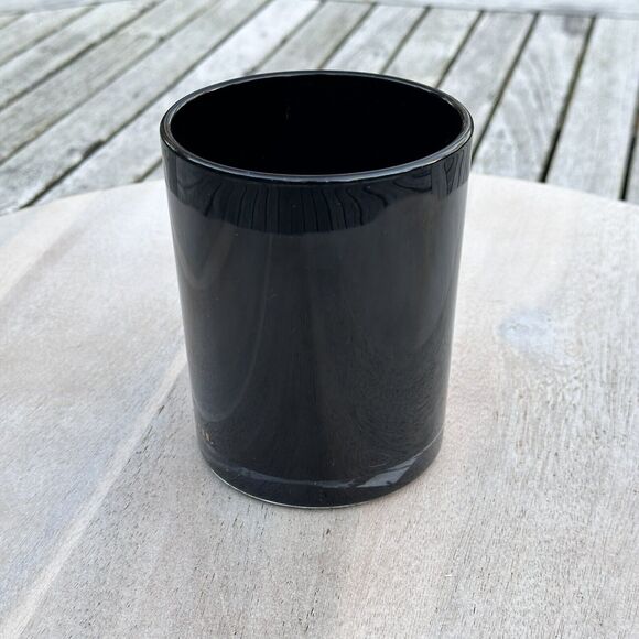 RAE DUNN New FACE Cosmetic Storage Cup Black Glass Brush Holder Accessories - Picture 6 of 8